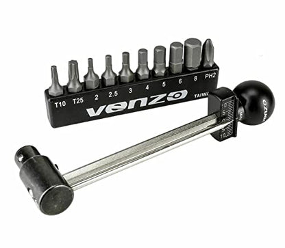 Venzo 1/4 Inch Driver Beam Torque Wrench Set - 2 to 10 Nm - Small Adjustable - Great Maintenance Tool for MTB, Mountain, Road Bike & Motorcycle - Bicycle Carbon Parts Essential Tool