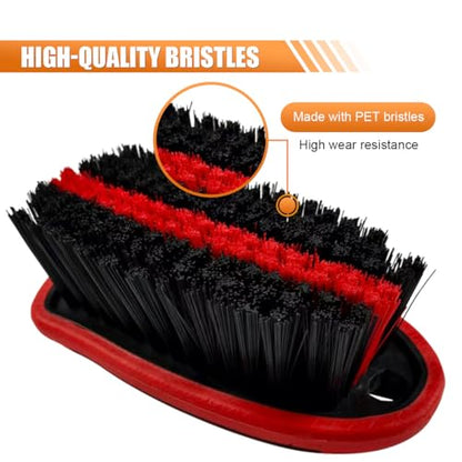 Car Carpet and Upholstery Cleaning Brush, Stiff Bristle Car Detailing Carpet Scrub Brush with Hanging Hole, Vehicle Interior Detailing Brushes for Floor Mats, Couch, Leather Seat (Red) - color: Red