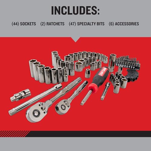 CRAFTSMAN OVERDRIVE 99-Piece Gunmetal Chrome Mechanics Tool Set, Standard SAE/Metric Socket Set, with Hard Case (CMMT99099)