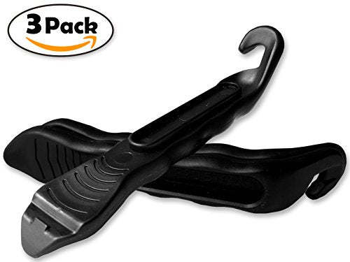 Bike Tire Lever - Premium Hardened Plastic Levers to Repair Bicycle Tube - Must Have Tool Kit for Road Bicyclist - Set of 3 - color: Black