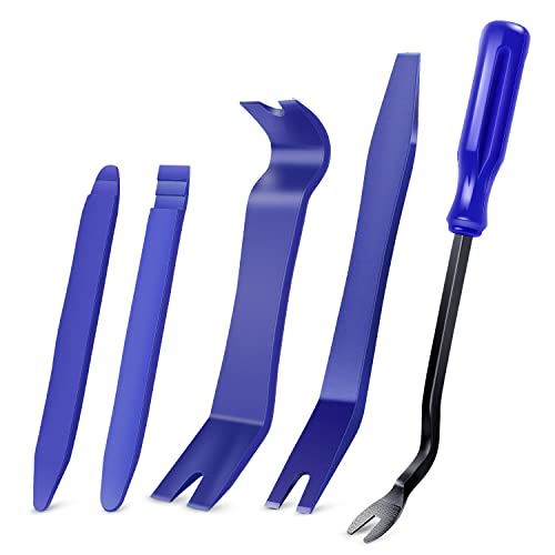 Nilight 5PCS Auto Trim Removal Tool Set for Car Audio Dash Panel Window Molding Fastener Remover Tool Kit - color: Blue, size: 5Pcs