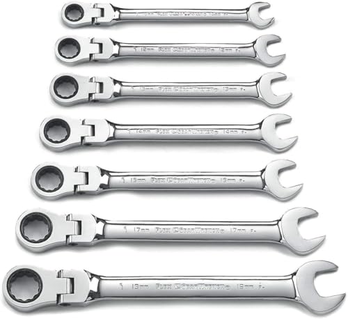 GEARWRENCH 7 Pc. 12 Point Flex Head Ratcheting Combination Metric Wrench Set - 9900D