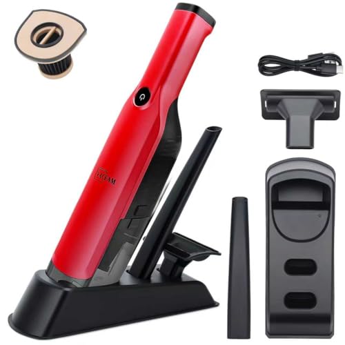 Handheld Vacuum Cordless,Dust Busters Cordless with Storage Dock,15KPA High Power Portable Vacuum Vordless,USB Quick Charge,Mini Vacuum with Multi-Nozzles & Washable Filter，Red - color: Red
