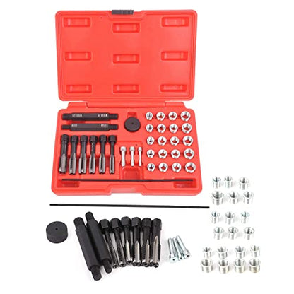 33PCS Glow Plug Thread Repair Kit, Thread Repair Tool Cylinder Head Metric Thread Restorer Kit Tap Insert Driver Guide Pin Thread Insert Tool Set Rethreading Kit Tool for 8mm/10mm/12mm Glow Plugs - size: 33PCS