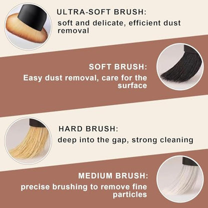 8PCS Car Detailing Brush Set，Soft Car Cleaning Brush，for Cleaning interiors Car Betailing Kit，Ventilation Opening、Console、Seat Seam - color: Black