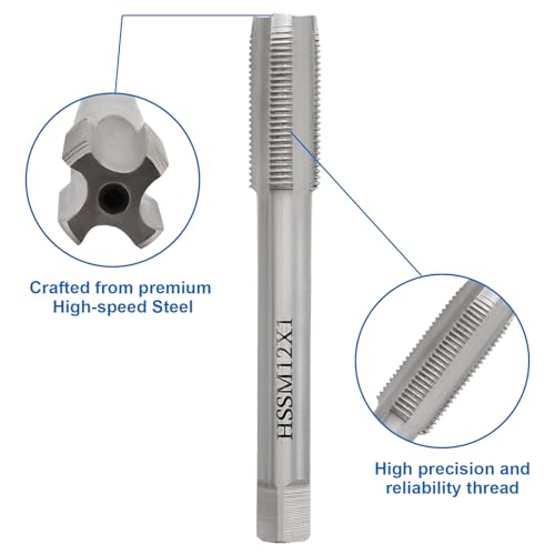 Waziaqoc M12 x 1.0mm Tap and Die Set | Metric, High-Speed Steel, Thread Tap and Die, Various Metals, Right Hand - size: M12 x 1.0mm