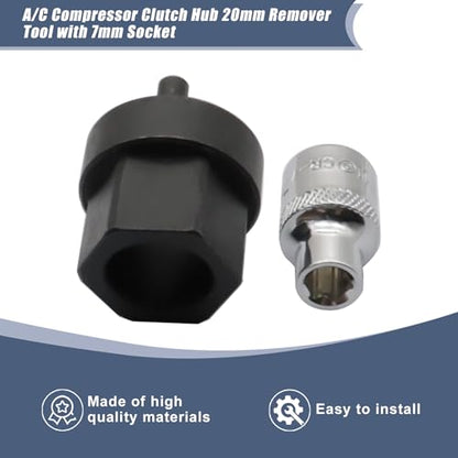 XQSMWF 1 Set A/C Compressor Clutch Hub 20mm Remover Tool with 7mm Socket Fit for Mercedes-Benz C280 C350 CL550 Fit for Porsche Fit for Seat Compatible with Chevrolet 5SE09C 5SE12C 7SEU16C