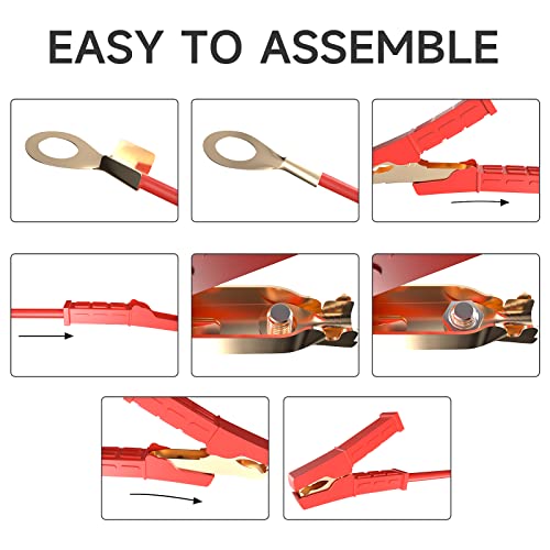 Goupchn Heavy Duty Crocodile Clamps Pure Copper 500A Car Battery Charger - 2PCS Power Replacement Battery Alligator Clips Jumper Cable Clamps Welder Clips for Car Automotive Vehicle Boat - size: 500A