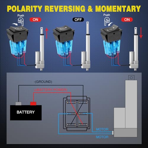 Nilight 6Pin Momentary Polarity Reverse Switch On Off On DPDT 3 Position 20A 12VDC 125VAC Motor Control Automatic Reset for Boat Automotive RV Jack Power Toggle w/Jumper Wire - color: Polarity Reverse Switch