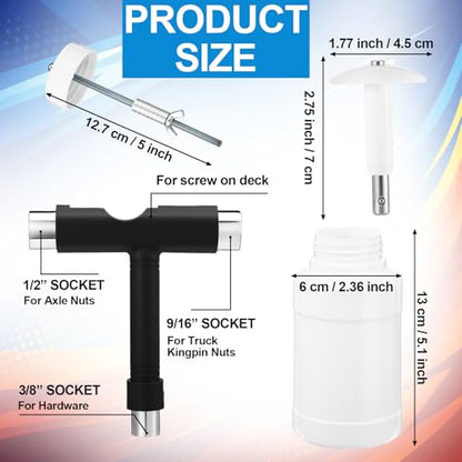 3 Pcs Skate Bearings Cleaning Tool Kit Skateboard Bearing Press Tool Skate Bearing Puller Cleaning Bottle for Installation and Maintenance Roller Skates, Skateboard Scooters