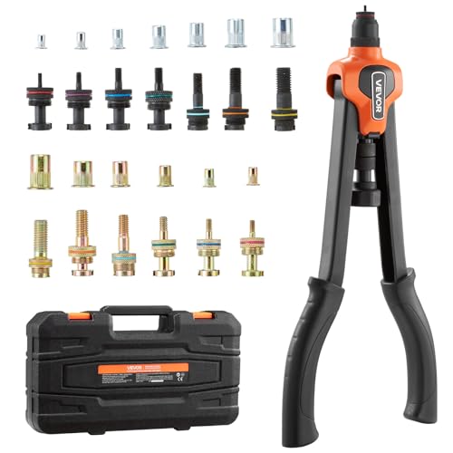 VEVOR Rivet Nut Tool Kit, 17-Inch Rivnut Tool Kit, with 13 Mandrels and 130 Nuts, Metric and SAE Size M3, M4, M5, M6, M8, M10, M12, 1/2-13, 8-32, 10-24, 1/4-20, 5/16-18, 3/8-16 UNC, a Carrying Case - size: 17", style: RIVET NUT TOOL