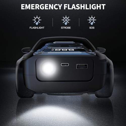 Car Battery Jump Starter with Air Compressor, 6000A Portable Booster Pack | (ALL Gas/10L Diesel), 150PSI Auto-Shutoff Tire Inflator, 800LM LED Light & Jumper Cables, 12V Supersafe Lithium Jump Box - color: Gray