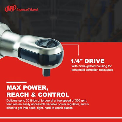 Ingersoll Rand 1105MAX-D2 1/4" Drive Air Ratchet Wrench | Features up to 30 ft-lbs torque and 300 rpm, ideal for fastener installation and removal in tight spaces - style: 1105MAX-D2 1/4 Inch Mini Composite Air Ratchet
