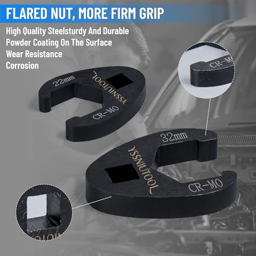 19PC Metric Tool 8 to 32 mm Sizes, Drive Jumbo Flare Nut Wrench Set, Flare Nut Wrench set for 3/8in and 1/2in Drive Ratchet