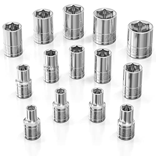 Olsa Tools Metric Shallow Socket Set - 1/4-Inch Drive, 14pc - 6-Point Chrome Sockets from 4mm–15mm and No Skipped Sizes - Mechanic Shallow Metric Socket Set - Professional Grade Sockets - Part: 1328 - color: Metric Shallow, size: 14pc, 1/4-Inch Drive