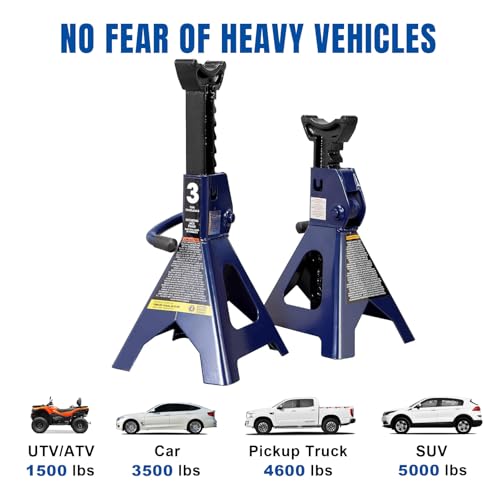 TCE AT43202U Torin Steel Jack Stands: 3 Ton (6,000 lb) Capacity, Blue, 1 Pair
