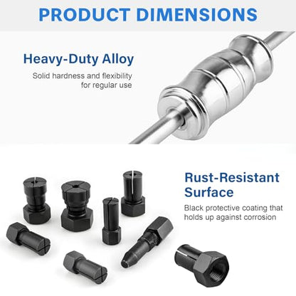 12pcs Blind Hole Collet Bearing Puller Set with Slide Hammer and Expandable Collets 8-32mm, Pilot Bearing Removal Tool for Internal, Wheel Bearings in Automotive and Motorcycle Use