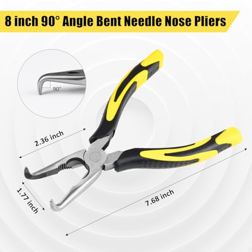 3pcs 8inch Reach Needle Nose Pliers Set for Narrow Spaces | Straight Needle Nose Pliers,45°&90°Bent Nose Pliers,Pliers Tool Set for Hard to Reach Areas & Precision Work