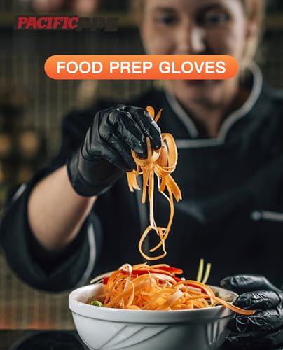 PACIFIC PPE 6-mil Heavy Duty Black Nitrile Gloves, Chemical Resistant, Food Safe, Latex Free Disposable Gloves for Mechanic, Cooking, and Cleaning, 100PCs, XL - size: X-Large(Pack of 100)