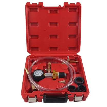 Car Radiator Coolant Refill Kit, Vacuum Cooling System Purge Tool with Fast Connector for Leak Testing and Air Evacuation, Stainless Steel Construction with Rubber Fittings for Automotive Cooling