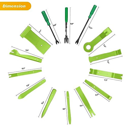 GOOACC 40Pcs Trim Removal Tool,Auto Terminal Removal Key Tool,Auto Clip Pliers Stereo Removal Tools,Car Upholstery Repair Removal Kit,Precision Hook and Pick Set,Wiring Threader,Car Film Scrape-Green - color: Green