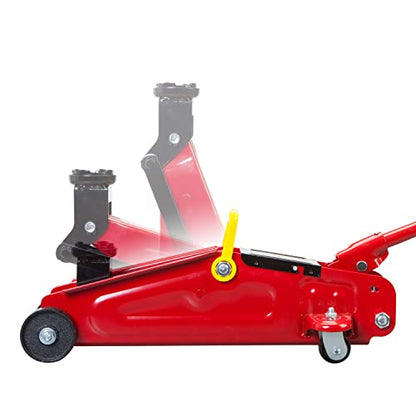 Big RED TAM820014S Torin Hydraulic Trolley Service/Floor Jack with Blow Mold Carrying Storage Case, 1.5 Ton (3,000 lb) Capacity, Red - size: 1.5 Ton (3,000 lb) with case, style: Steel