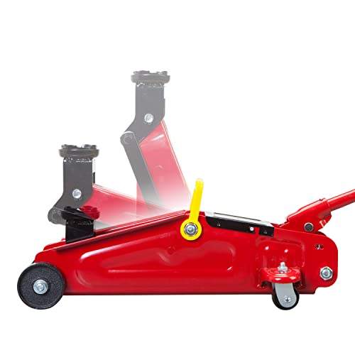 Big RED TAM820014S Torin Hydraulic Trolley Service/Floor Jack with Blow Mold Carrying Storage Case, 1.5 Ton (3,000 lb) Capacity, Red - size: 1.5 Ton (3,000 lb) with case, style: Steel
