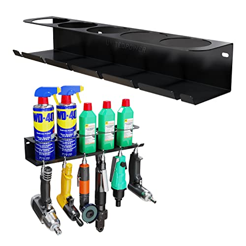UNITEDPOWER Pneumatic Tool Holder/Aerosol Rack Combo, Wall Mounted Spray Can Bottle Holder, Air tool organizer, for Garage and Workspace, 5 Cans and 6 slots - style: Air Tool Holder-Basic