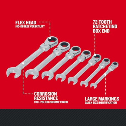 CRAFTSMAN Ratchet Set, 7-Pack, 72-Tooth, 180 Degree Flexi Head Design, Solid Chrome Finish (CMMT87009) - size: 7 Count (Pack of 1)