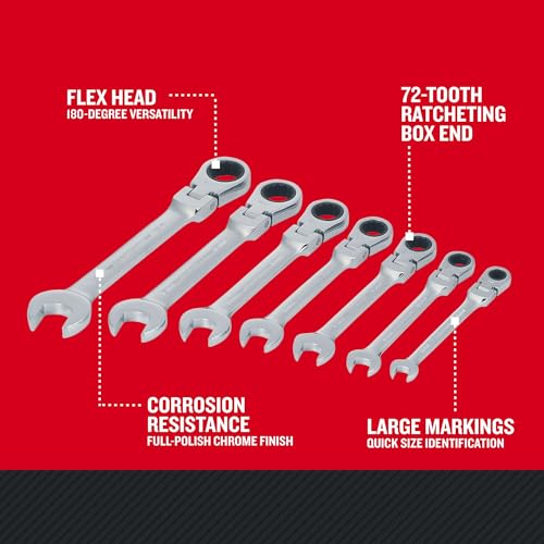 CRAFTSMAN Ratchet Set, 72-Tooth, 180 Degree Flexi Head Design, Solid Chrome Finish (CMMT87009), 7 Count (Pack of 6) - size: 7 Count (Pack of 6)