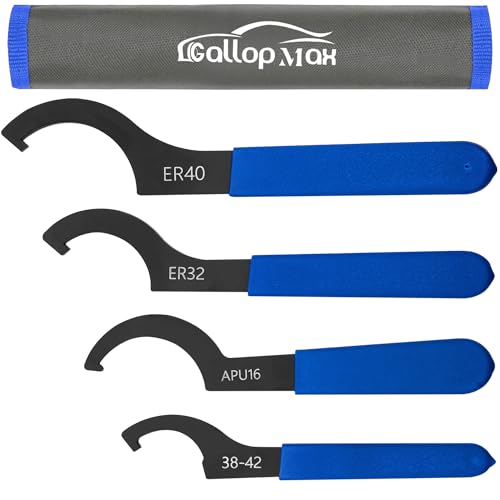 4Pcs Coilover Spanner Wrench Shock wrenches Adjustable Spanners Tool Set | 4 sizes：38-42, APU16, ER32, ER40; Easy to Carry； Easy to Use - color: Blue
