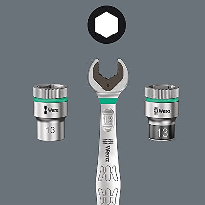 Wera 05004017001 8100 SA 7 Zyklop Metric Metal Ratchet Set with Push-Through Square, 28 Piece, 1/4" Drive