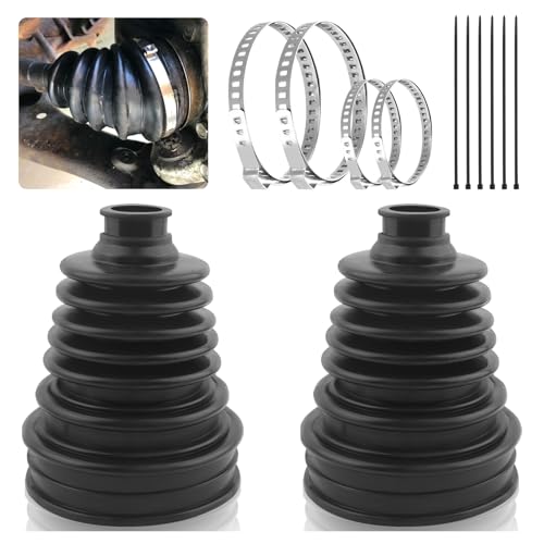 2PCS 19-24 mm Shaft CV Boot Repair Kit,Silicone CV Axle Boot Repair Kit Includes 4 Stainless Steel CVs Boots Clamp & 6 Cable Ties,One-piece Design Tie Rod Boots for Select Vehicle - color: 2PCS