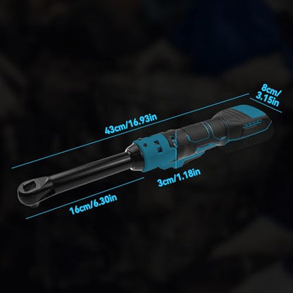 3/8" Extended Cordless Ratchet Wrench for Makita 18V Battery, 320 RPM,80 N.m Electric Power Ratchet Set with 8 Metric Sleeves,Built-in LED Light,6" Long Neck
