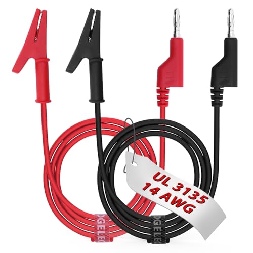 14 Gauge 2pcs 3.3 Ft Stackable 4MM Banana Plug to Alligator Clips UL3135, Heavy Duty Silicone Test Leads Set Jumper Wires Kit for Testing - EDGELEC - size: 3.3 Ft(1m)