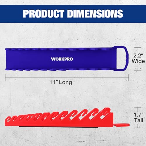 WORKPRO 2-Pack Magnetic Wrench Organizer, 12-Piece Gripper Wrench Holder | Suitable Stubby or Line Wrenches, Fits SAE (1/4" to 15/16") and Metric (6mm to 24mm), Flexible Teeth - style: Stubby Wrench Organizer(2PC)