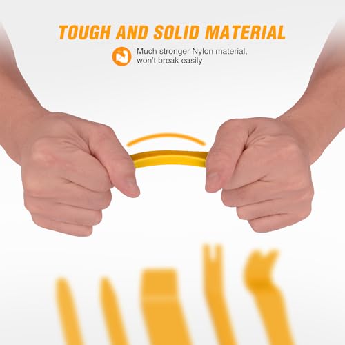 GOOACC 6PCS Auto Trim Removal Tool Kit No-Scratch Tool Kit for Car Audio Dash Panel Window Molding Fastener Remover Tool Kit-Yellow - color: Yellow, size: 6PCS Trim Removal