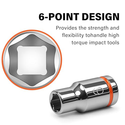 1/4" Drive Metric Master Socket Set, 14-Piece Shallow Hex Socket Set (4mm-15mm), Cover Most Commonly Sizes, 6 Point, Chrome Vanadium Steel with Molded Case - size: Shallow, style: 14pcs-metric