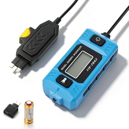 Car Fuse Tester, Automotive Circuit Fault Probe Tester, 20A 48V Parasitic Draw, Car Relay & Circuit Tester with Overcurrent Detection, Inline Current Monitor for Mini & Standard Blade Fuses