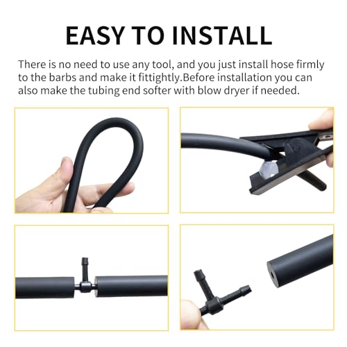 Unicaravan Silicone Vacuum Hose Kit 10FT 6PCS 1/8" 5/32" 3/16" 1/4" 5/16" 3/8" With Vacuum Connector 12 Sizes 113PCS,Tube Cutter,Matte Black Tubing,Automotive Marine & Industrial Use - size: 6Size(1/8"~3/8") - 10FT + Connector + tube cutter