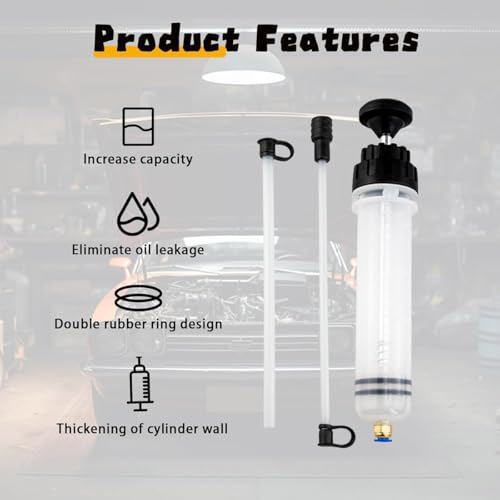 200CC Fluid Extractor Pump, Oil Change Syringe with Hose, Manual Fluid Extractor/Fill Pump for Car Fluid Transfer
