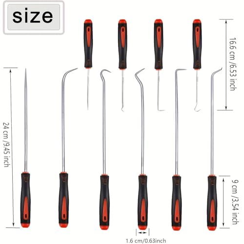 10PCS Hook and Pick Set, Alloy Steel Seal Removal Tools with Case | Automotive garages workshops, O-ring gasket extraction, long reach hooks, compact storage case