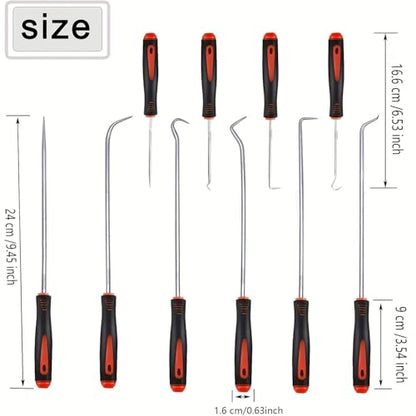 10PCS Hook and Pick Set, Alloy Steel Seal Removal Tools with Case | Automotive garages workshops, O-ring gasket extraction, long reach hooks, compact storage case