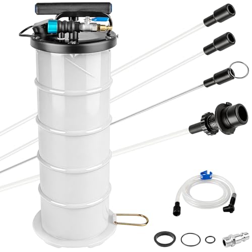 6.5L Oil Extractor Pump - Pneumatic/Manual Automotive Fluid Extractor with Extended Suction Hoses & Brake Bleeding Hose for Oil/Fluid Change