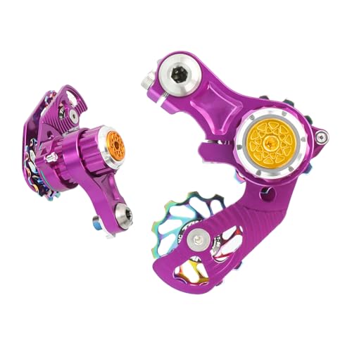 Single Speed Chain Tensioner Kit, CNC Aluminum Adjuster with 11T Pulley | Fits derailleur hanger frames for single speed conversions. 11T pulley with ceramic bearing for MTB, BMX & DJ bikes. - color: Purple