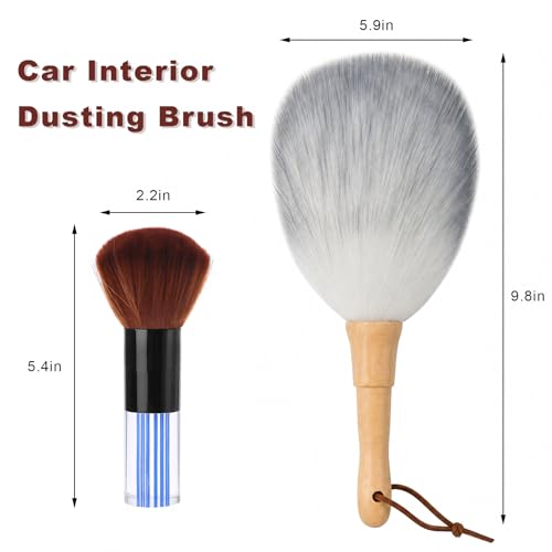 2 PCS Car Interior Dusting Brush, Soft Bristles Auto Dashboard Duster Interior Cleaning Brush, Scratch-Free Microfiber Sweep Detailing Brushes for Car Air Vent Dash Seat