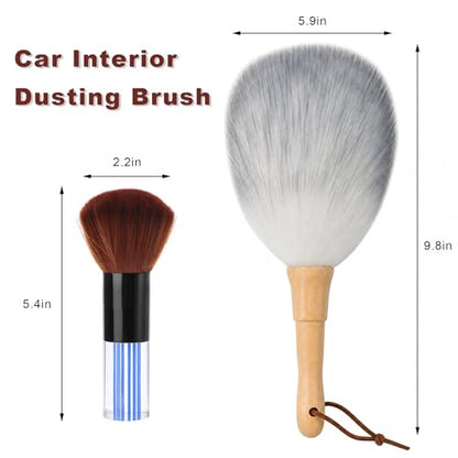 2 PCS Car Interior Dusting Brush, Soft Bristles Auto Dashboard Duster Interior Cleaning Brush, Scratch-Free Microfiber Sweep Detailing Brushes for Car Air Vent Dash Seat