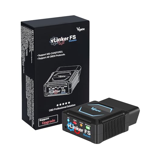 Vgate vLinker FS Bluetooth FORS-can 0BD2 Adapter for-d Fixd Car Diagnostic Tool OBD2 Scanner Bluetooth MS-CAN Work for iOS, Android & Windows, Black
