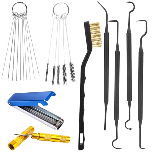 9Pcs Carburetor Cleaning Tool, Carb Jet Cleaning Kit & Welding Tip Cleaner with Stainless Steel Needles, Brushes & Hooks for Motorcycle ATV Chainsaw & Welder Professional - color: A-Style-9PCS
