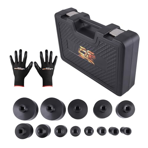 maXpeedingrods 13Pcs Grooved Lock Nut Socket Set with Internal Teeth 1/2'' Drive, Spindle Nuts Socket Kit Ball Joints Axle Locknut Remove Install Locking Hub Socket for KM KML HM HML HMLL Groove Nut